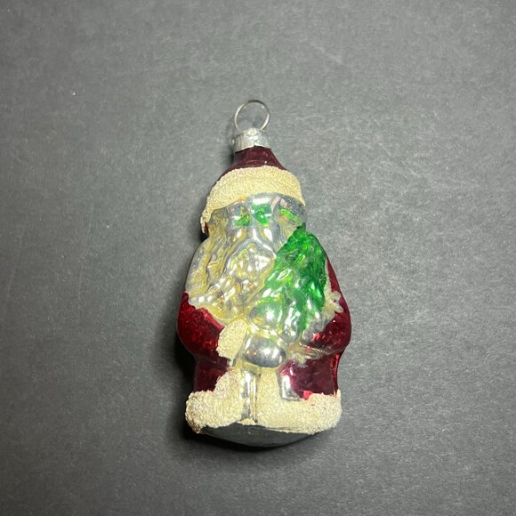 Vintage West Germany Blown Glass Mica Santa Claus Christmas Tree Ornament 3" - Picture 1 of 5